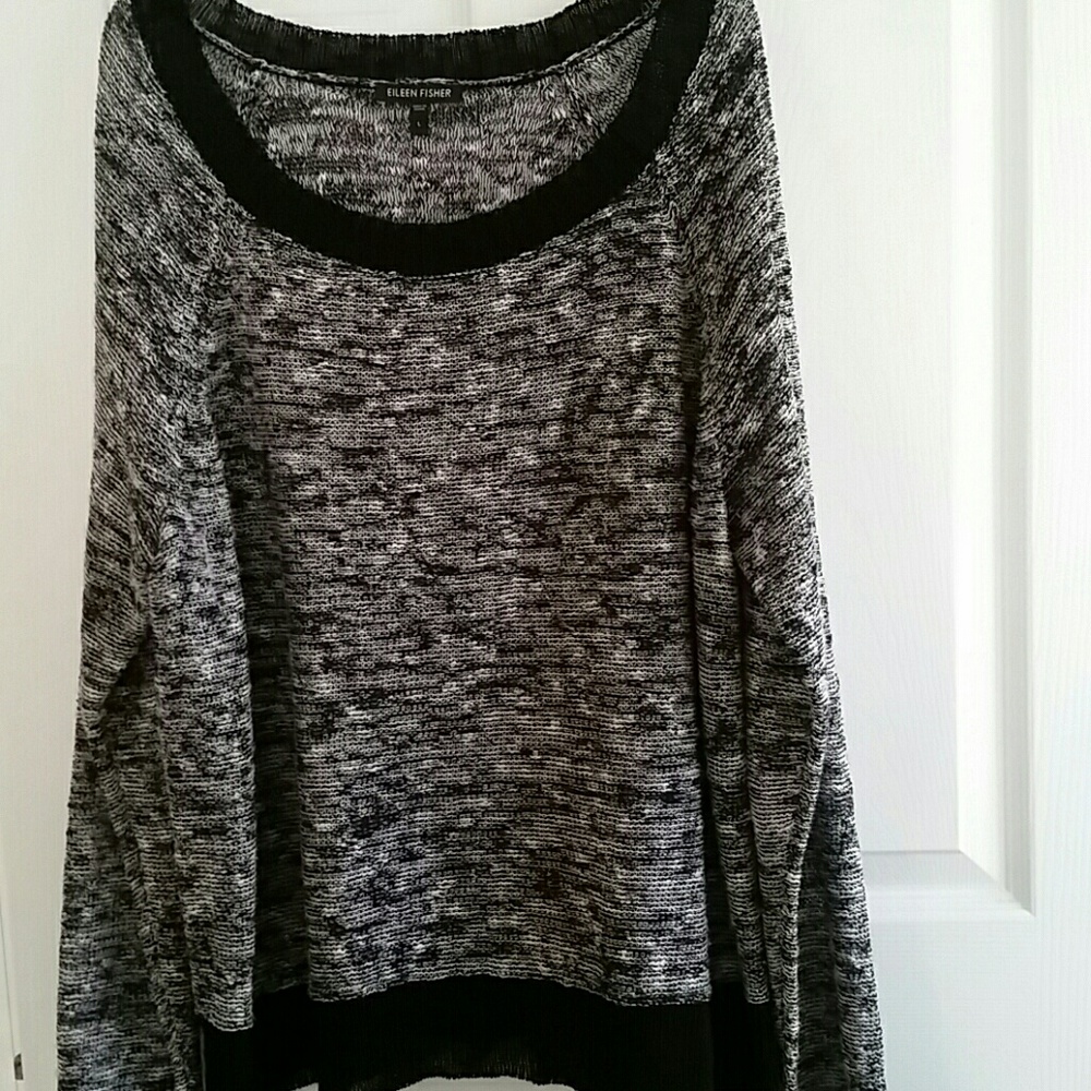 Eileen Fisher black and white sweater